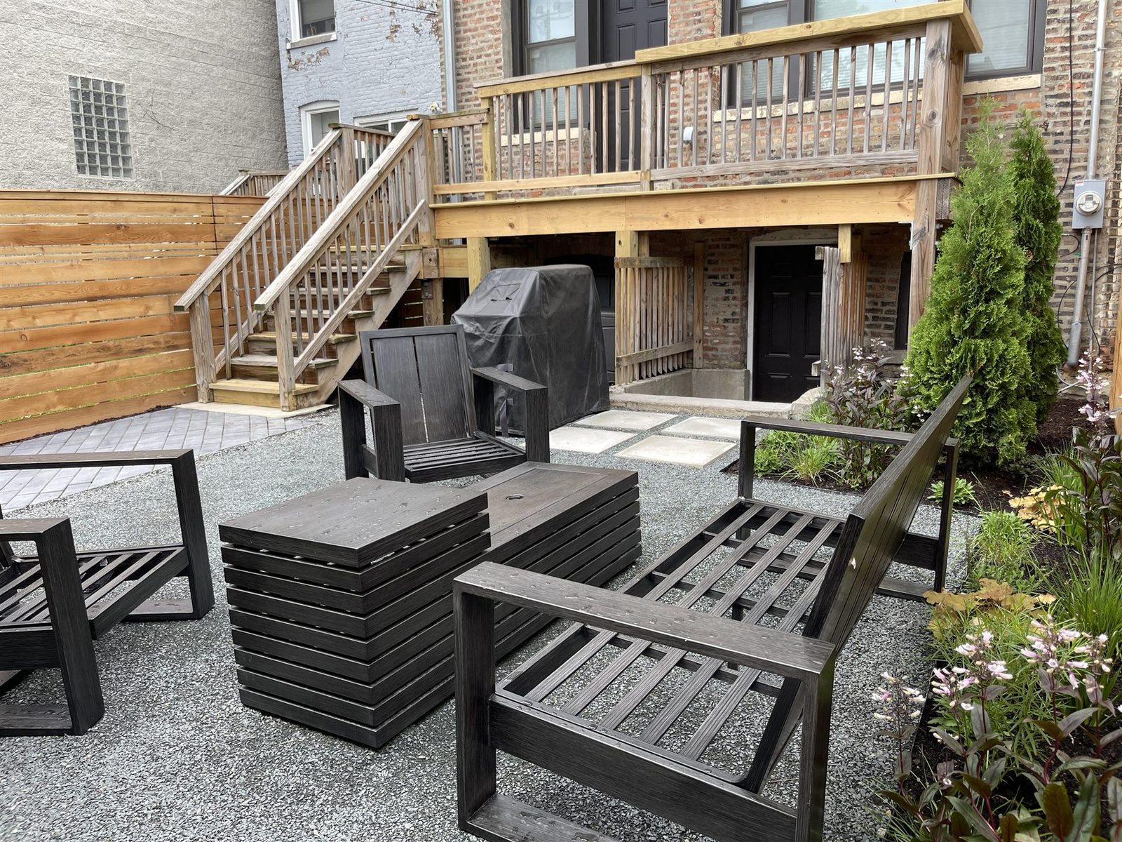 Well-maintained backyard landscape