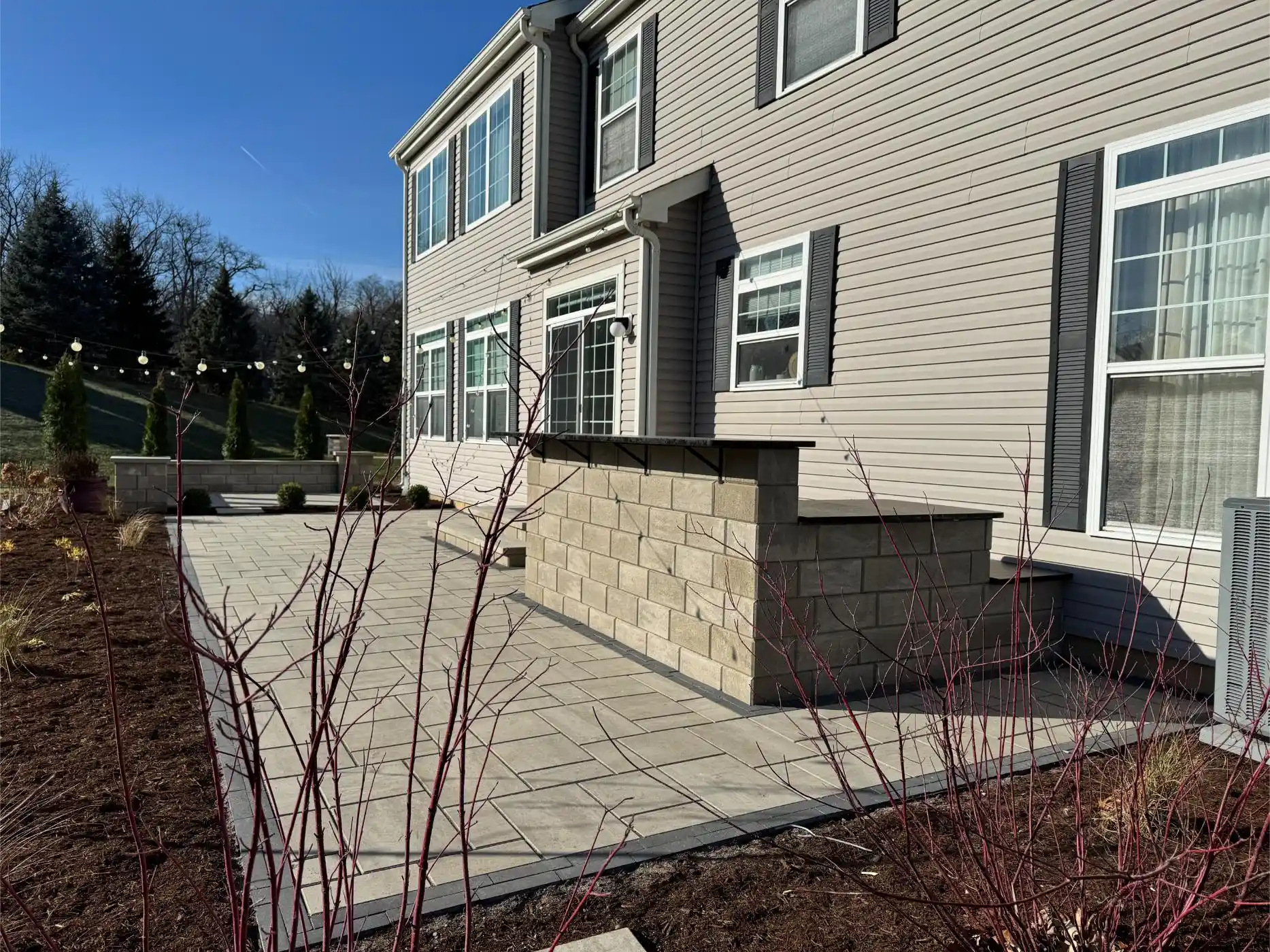 English Ln Project: Paver Patio, Seat Walls, Privacy Planting (photo 5 of 9)